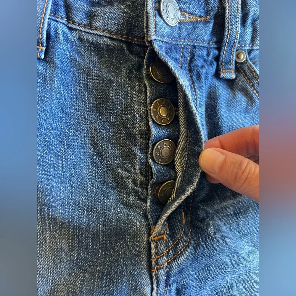 Free People FP Women’s Boho Button-Fly Cut Off Denim Jean Shorts Sz 27 High-Rise - Picture 3 of 9